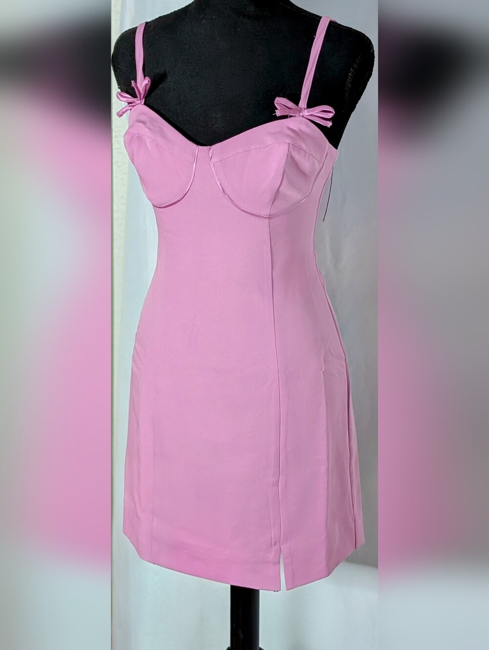 ASTR The Label NWT Lilac Pink Bow Detail Mini Dress Size S Coquette